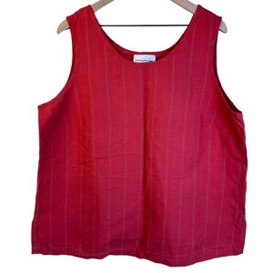 EVAN -PICONE 55% Linen Tank Top Side Slits Round Neck Size 2X